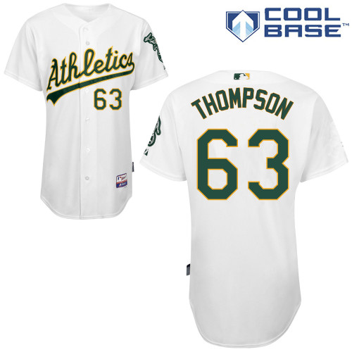 Taylor Thompson #63 MLB Jersey-Oakland Athletics Men's Authentic Home White Cool Base Baseball Jersey
